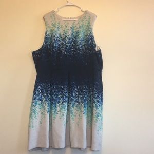 Blue floral ombré dress with pockets